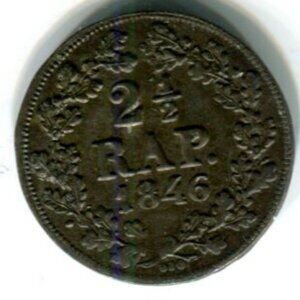1846 Canton Fribourg (Switzerland) 2 1/2 Rappen Coin (b718-63)